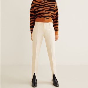 NWT Mango Cotton Straight Leg Slit Hem Pants